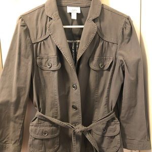 Loft Structured Gray Jacket with belted waist